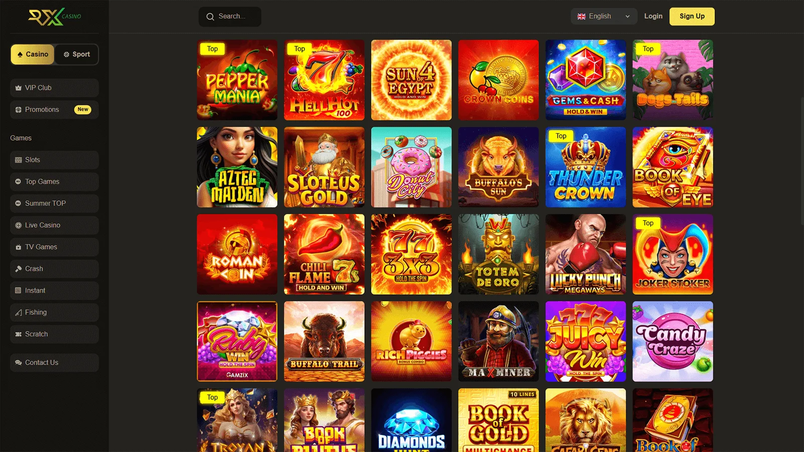 RX Casino TOP Games
